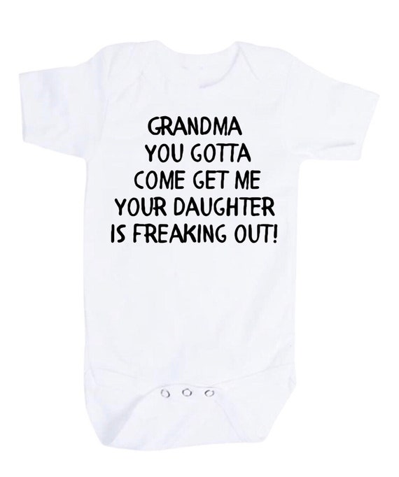 Baby Bodysuit. Size 0-3 Months Grandma Come Get Me!  GREaT GiFT! 1st Keepsake!