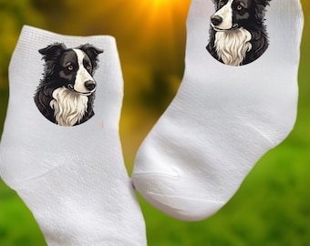 Baby/Kleinkind/Kind Süße Border Collie Socken. Mehrere Größen angeboten. Wählen Sie zwischen 0-6 Monaten und 10 Jahren. Süßes Geschenk!