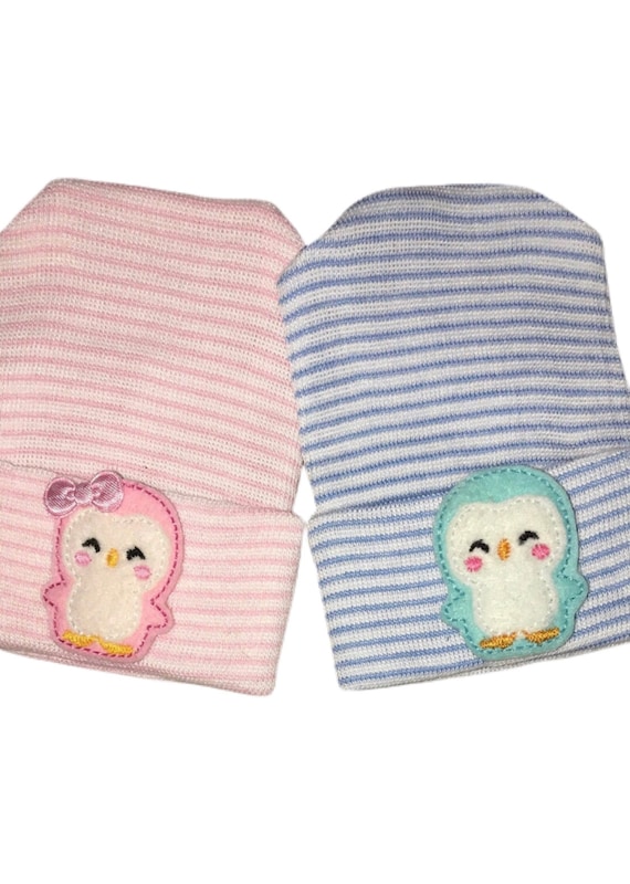 Twins! Hospital Hats. Twin Babies 1st Keepsakes! 2 Newborn Hospital Beanies. Newborn Baby Hats Newborn Beanies. Penguins !