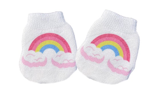 MITTENS & Sock Option. Cute no scratch  Mittens With Rainbow. Perfect Shower / Newborn Gift! Cute Baby Gift!