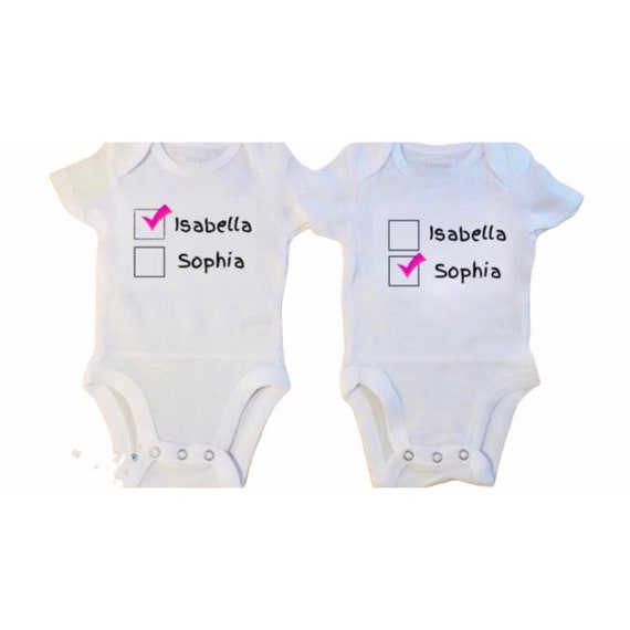 Twin Baby Bodysuits. You get 2!  Personalized With Names! 1st Keepsakes! GREaT GiFT! 1st Keepsake!