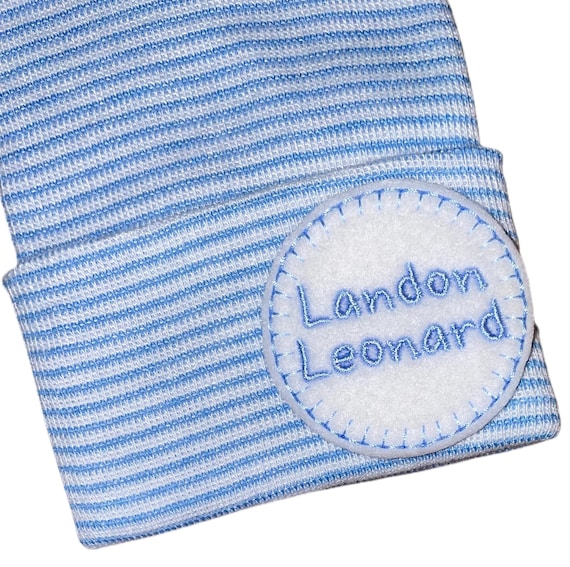 Newborn Hospital Hat Monogramed with Name! For a BOY or GIRL! You Choose Hat and Applique Color. 1st Keepsake! Super Cute! Personalized!!