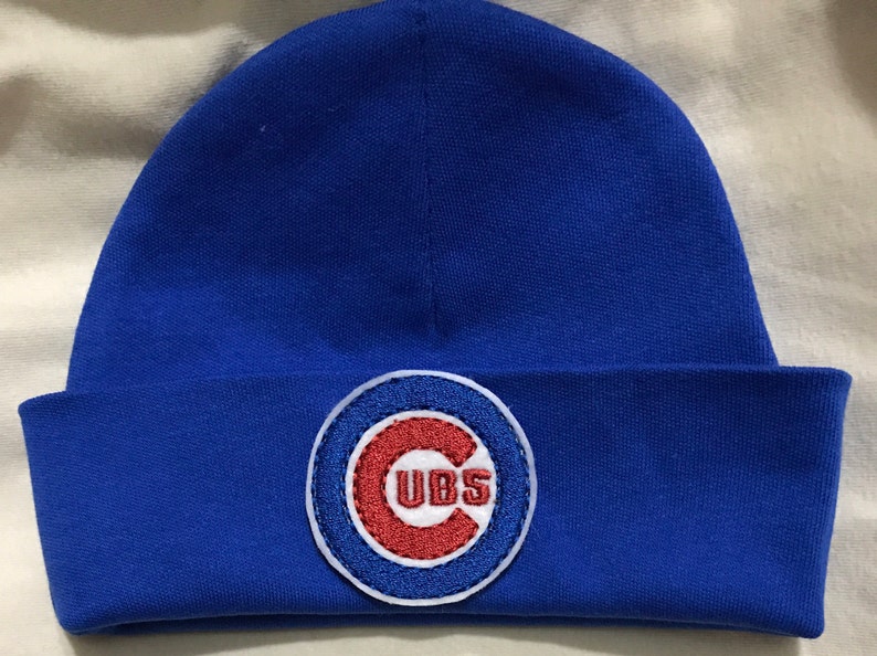 Newborn Beanie Baby Hat Go Cubs Baby 0-3 Months CHICAGO CUBS Baseball Boy or Girl Great Gift!