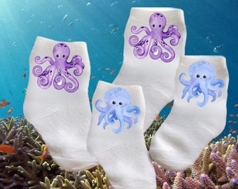 Baby/Toddler/ Child Octopus Socks size. Multiple sizes offered. Choose from 0-6 months to 10 years. You Choose Size. Cute Gift!