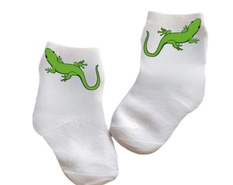 Baby/Toddler/Child Lizard Socks. Multiple sizes offered. Choose from 0-6 months to 10 years.  Every Baby Needs. Cute Baby Gift!