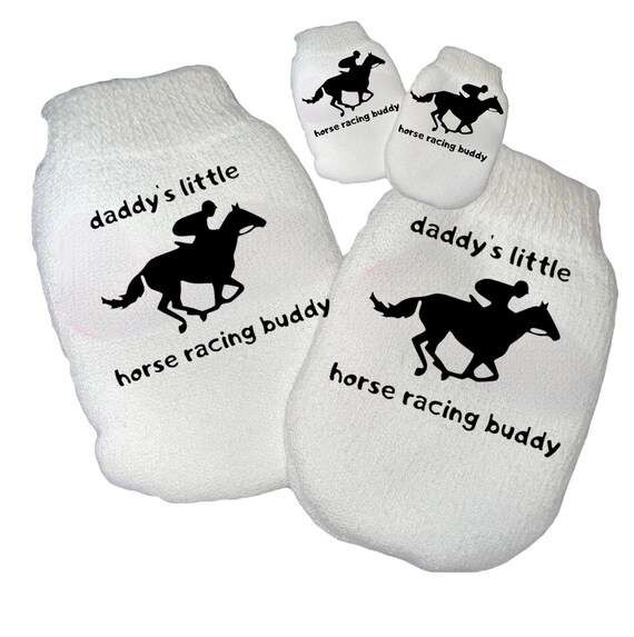 MITTENS! Newborn no scratch Horse Racing Buddy Mittens  For Boy or Girl! Perfect Shower / Newborn Gift! Every Baby Needs. Cute Baby Gift!