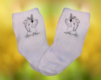 Baby/Toddler/Child Fairy Socks. Multiple sizes offered. Choose from 0-6 months to 10 years.  Every Baby Needs. Cute Baby Gift!