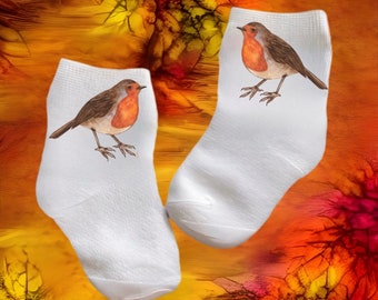 Baby/Toddler/Child Cute Robin Socks. Multiple sizes offered. Choose from 0-6 months to 14 years. Cute Gift!