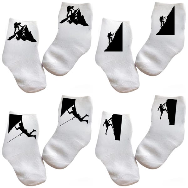 Baby/Toddler/Child Rock Climbing Sock in Your Choice Design. Multiple sizes offered. Choose from 0-6 months to 14 years. Cute Gift!