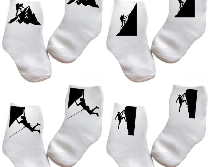 Baby/Toddler/Child Rock Climbing Sock in Your Choice Design. Multiple sizes offered. Choose from 0-6 months to 14 years. Cute Gift!