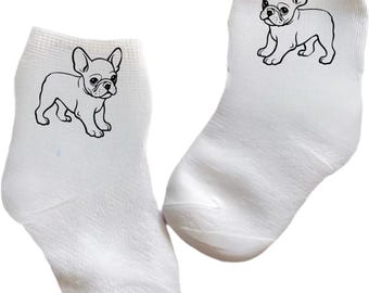 Jolies chaussettes bouledogue français pour bébé/enfant en bas âge/enfant  avec Plusieurs tailles Choisissez entre 0-6 mois et 10