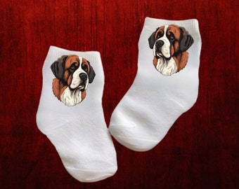 Baby/Toddler/Child Cute St Bernard Socks. Multiple sizes offered. Choose from 0-6 months to 10 years. Cute Gift!