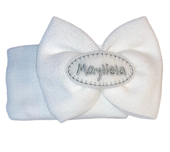 Newborn HEADBAND Monogrammed with Name on Bow. 1st Keepsake! More Colors!Great Gift