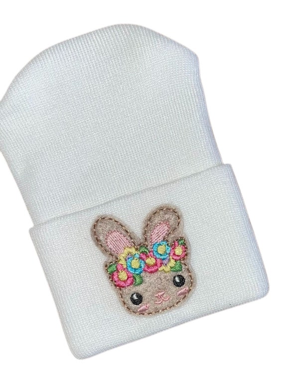 Newborn Hospital Hat!  You Choose Hat Color. A hospital hat topped off with a Cute Chick!  Spring Baby Great Gift!