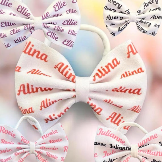 Girls Bow Hat or Headband with NAME! Baby Girl Bow!  Custom Bow. Newborn Hat. EXCLUSIVE