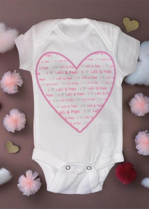Newborn Size Bodysuit with I Love Lolli & Pops in heart Shape 1st Keepsake! GREaT GiFT!