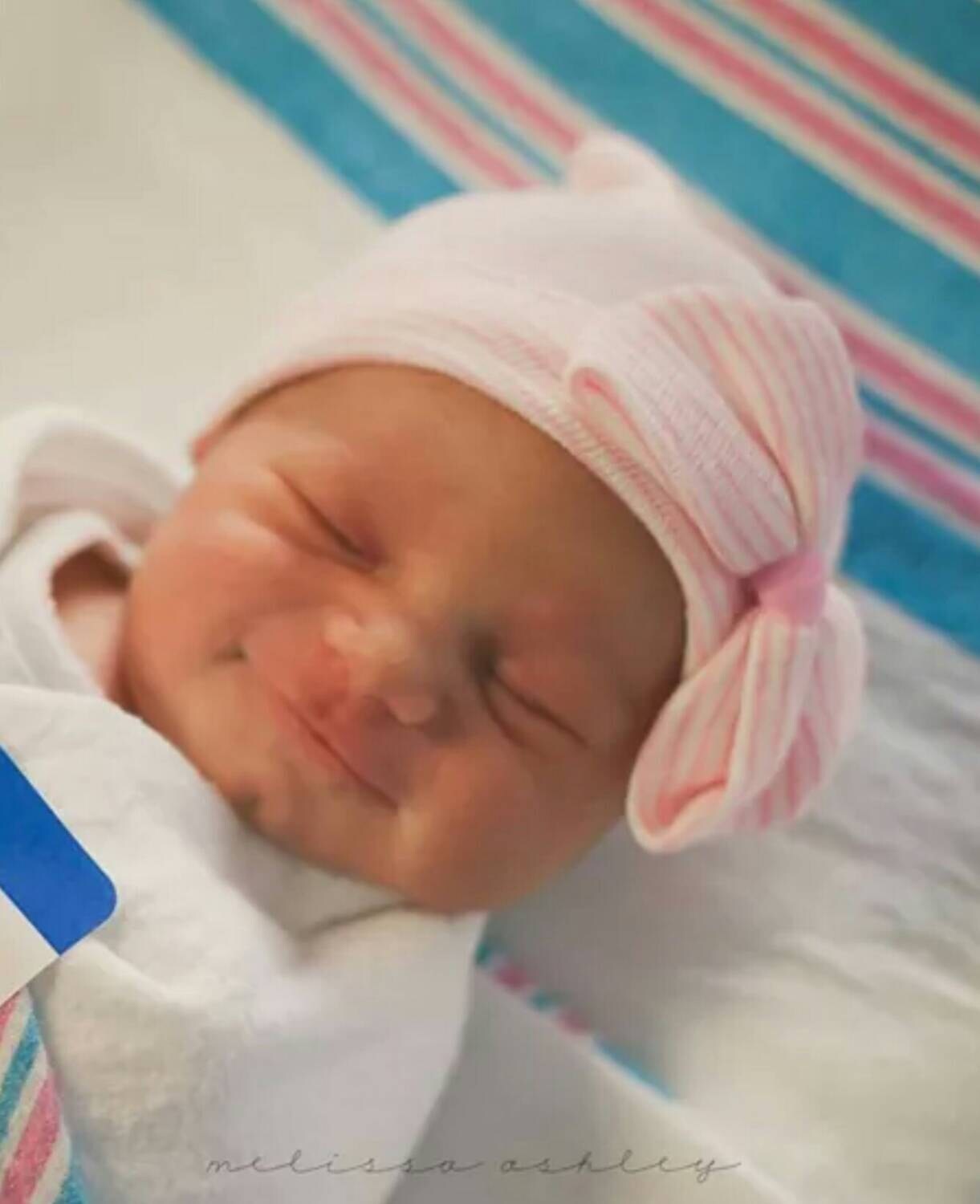 Newborn Hospital Hat. Baby Girl Big Bow 