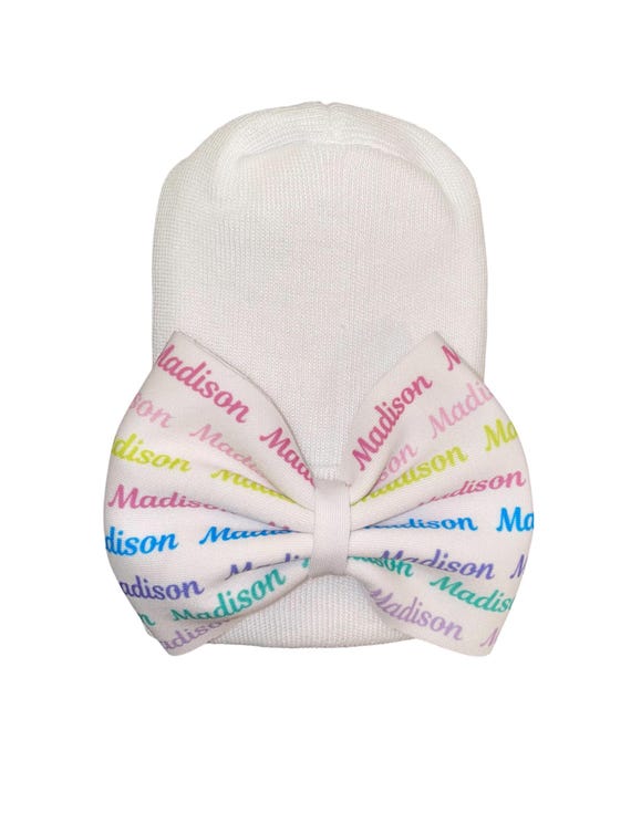 Name Bow Hat,  Headband or Alligator Clip.  Great Photo Prop. Bow with name.