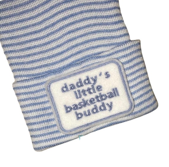 Newborn Hospital Hat daddy's little basketball buddy. 1st Keepsake, Baby Boy Hat. Gender Reveal, Surprise Dad! Coming Home Hat, Cute Baby