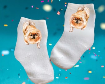 Baby/Toddler/Child Cute Pekingese Socks. Multiple sizes offered. Choose from 0-6 months to 10 years. Cute Gift!