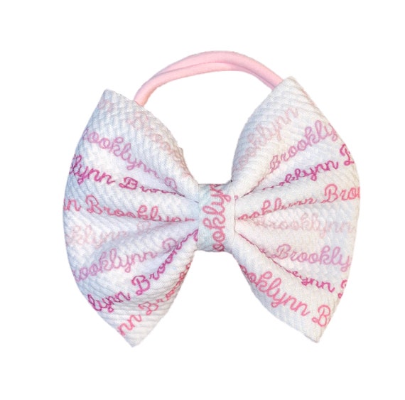 Girls Bow Hat or Headband with NAME! Baby Girl Bow!  Custom Made Fabric Bow. Newborn Hospital Hat. Newborn Hat. Infant Beanie. EXCLUSIVE