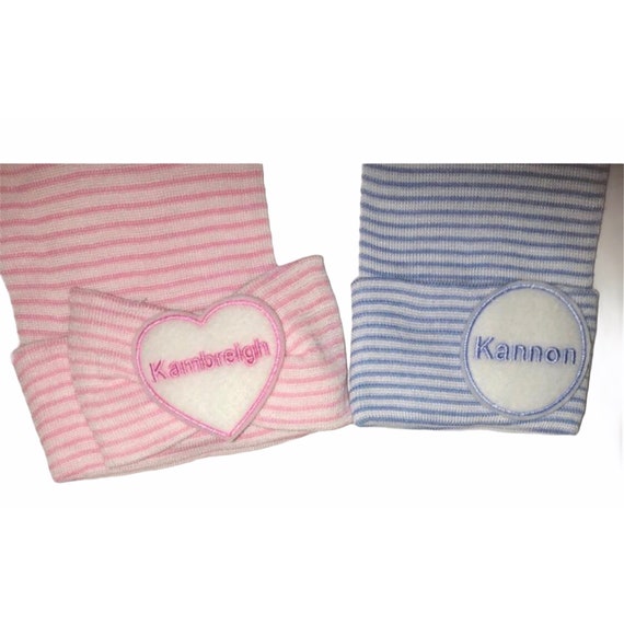 Twins! Two Newborn Hospital Hats With Names! You Choose Gender Newborn Baby Hats! Great for Gender Reveal.