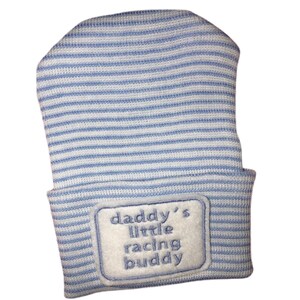 Neugeborenen Krankenhausmütze Papas kleiner Rennfahrer. 1.Andenken, Baby Boy Hat. Gender Reveal, Surprise Dad! Coming Home Hut, niedliches Baby Geschenk