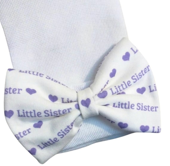 Little Sister Bow!  Custom Made Fabric Bow. Newborn Hospital Hat. Newborn Hat. Infant Beanie. Infant Outfit. Cute Gift! EXCLUSIVE!