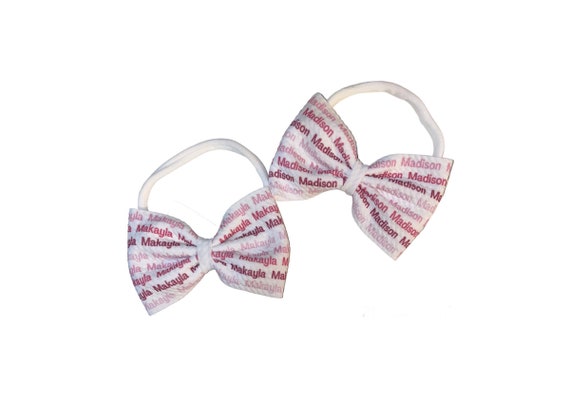 Twins! 2 Name Bows on Choice of Headband or Alligator Clip. Choice of Name Color.