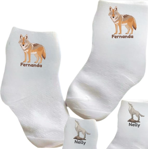 Coyote Socks with option to add name. Choose size and design