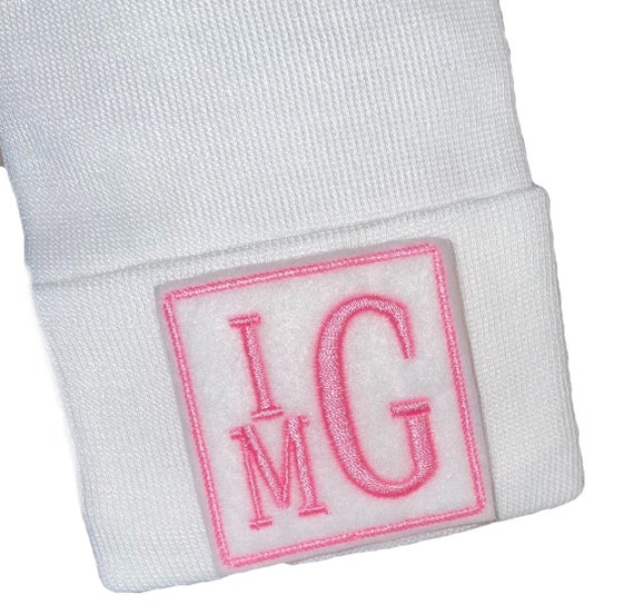 Baby Hospital Hat Monogramed with Initials! For a BOY or GIRL! You Choose Hat and Applique Color. 1st Keepsake! Super Cute! Personalized!
