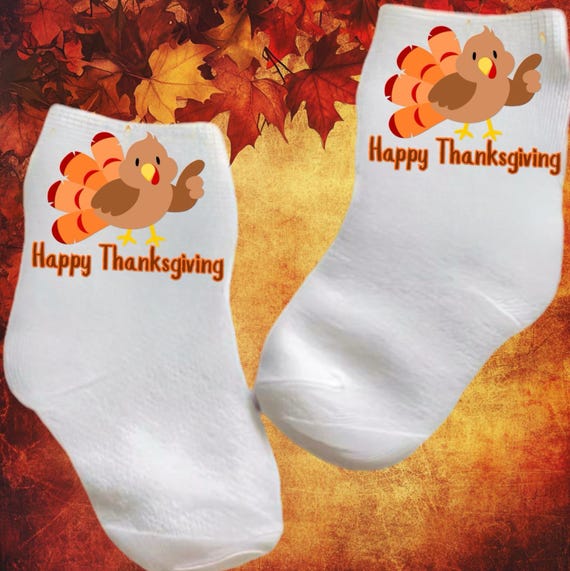 Baby/Toddler ThaNKsGIvIng Socks with Turkey. Multiple Sizes Offered. You Choose. Cute Baby Gift!