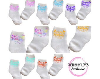 Baby/Toddler/Child It’s My BIRTHDAY Socks. Multiple sizes offered. Choose from 0-6 months to 10 years.  Every Baby Needs. Cute Baby Gift!