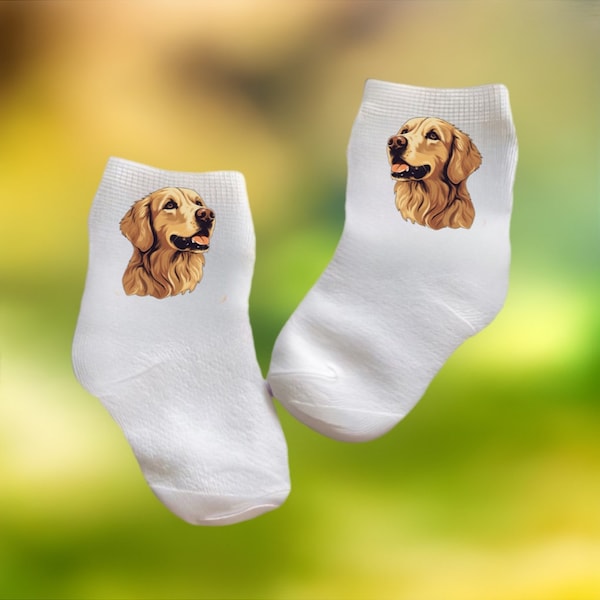 Baby/Toddler/Child Cute Golden Retriever Socks.Multiple sizes offered. Choose from 0-6 months to 10 years. Cute  Gift!