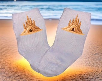 Baby/Toddler/Child Sandcastle Socks. Multiple sizes offered. Choose from 0-6 months to 10 years.  Every Baby Needs.Cute Baby Gift!