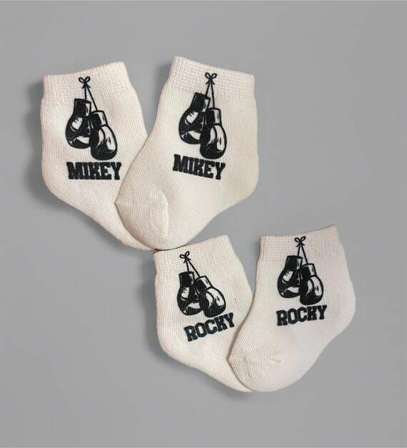 Baby/Toddler/Child Boxing Socks. Multiple sises offered. With or without name. Choose from 0-6 months to 10 years. Cute Gift!