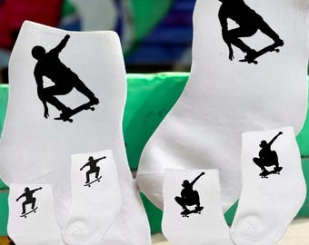 Child Skateboard Socks. You choose design. Multiple sizes offered. Choose from 0-6 months to 10 years. Cute Great Gift!