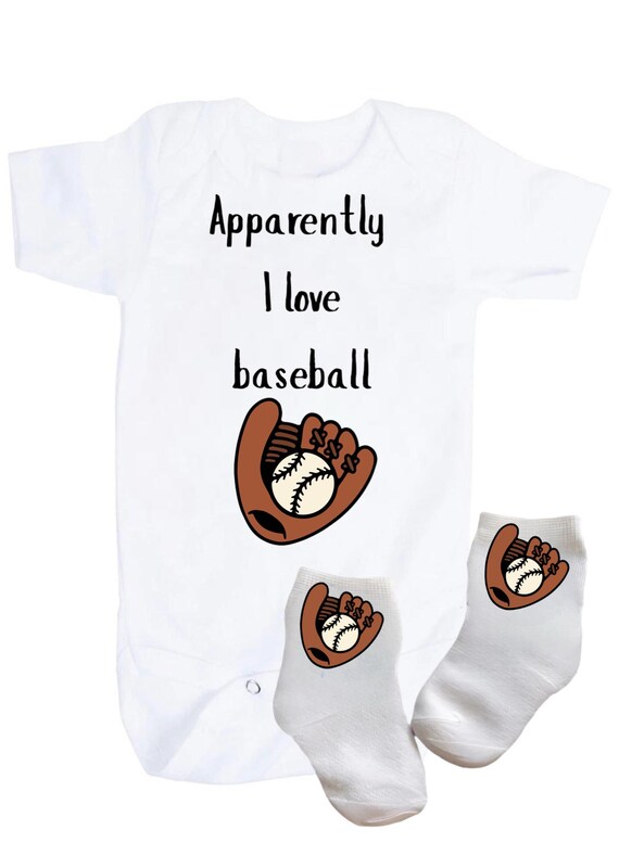 Baby Baseball Bodysuit and Socks. Apparently I Love Baseball. Great Gift for Baseball fan
