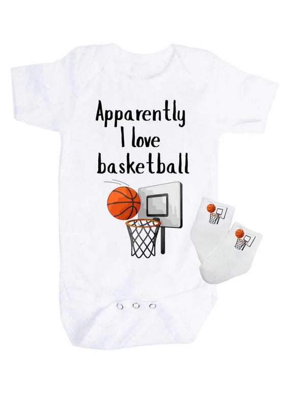 Baby Basketball Bodysuit & Socks Set: "I Love Basketball" Fan Gift