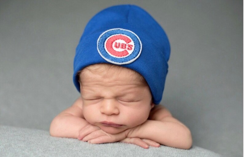 Newborn Beanie Baby Hat Go Cubs Baby 0-3 Months CHICAGO CUBS Baseball Boy or Girl Great Gift!
