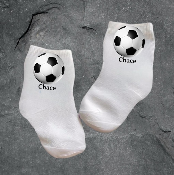 Soccer socks for Baby, Toddler, Child. With Option to add name. Multiple sizes offered. Choose from 0-6 Months to 10 years.