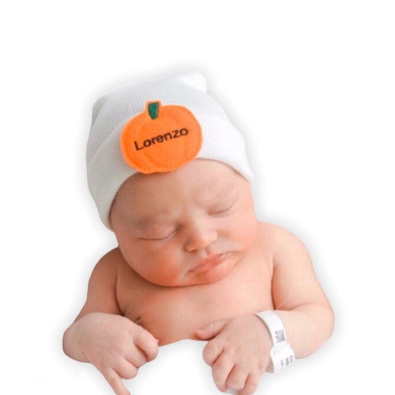 Personalized Pumpkin Baby Hat: Newborn Hospital Beanie