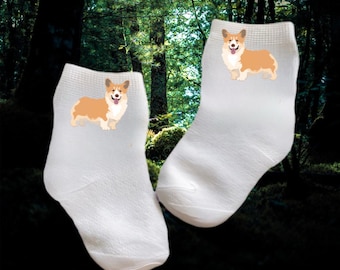 Jolies chaussettes corgi pour bébé/enfant en bas âge/enfant. Plusieurs tailles proposées. Choisissez entre 0-6 mois et 10 ans. Cadeau mignon !