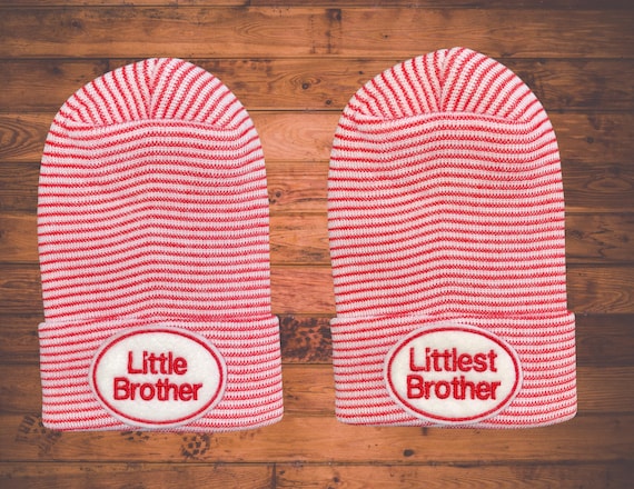 A Best Seller! Baby Hospital Hat. Little OR Littlest Brother. Option to add socks and mittens. You choose at Checkout. Baby Hat.