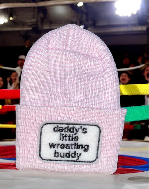 Newborn Hat daddy's (or anyone else) little Wrestling buddy and OPTIONal Mittens YOU CHOOSE COLOR  1st Keepsake,  Surprise Dad!