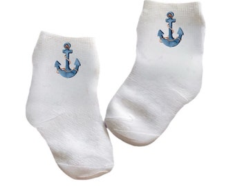 Baby/Toddler/Child Anchor Socks. Multiple sizes offered. Choose from 0-6 months to 10 years. Every Baby Needs. Cute Baby Gift!