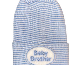 Newborn Hospital Hat with Baby BROTHER. You Choose Hat Color. For Every New Baby