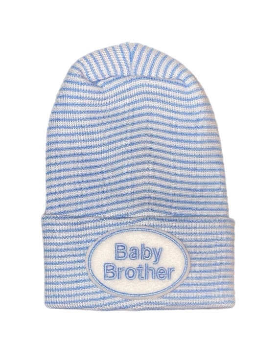 Newborn Hospital Hat with Baby BROTHER. You Choose Hat Color. For Every New Baby
