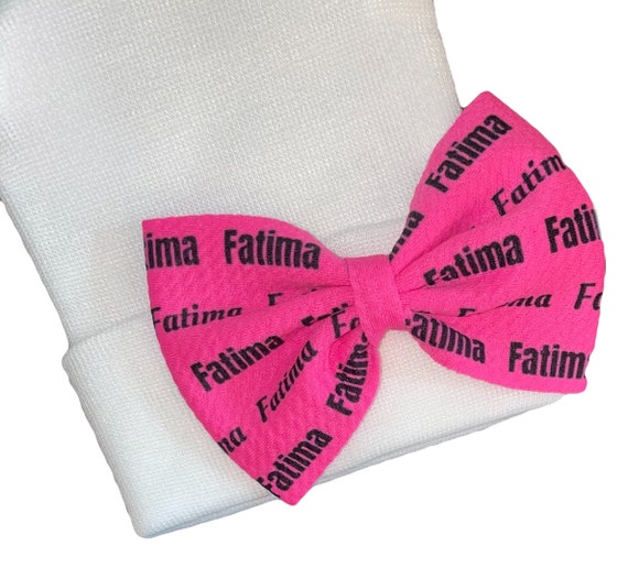 Name Bow Hat or Headband. Ships Within 2 Business Days. Newborn Size Hat. Great Photo Prop.