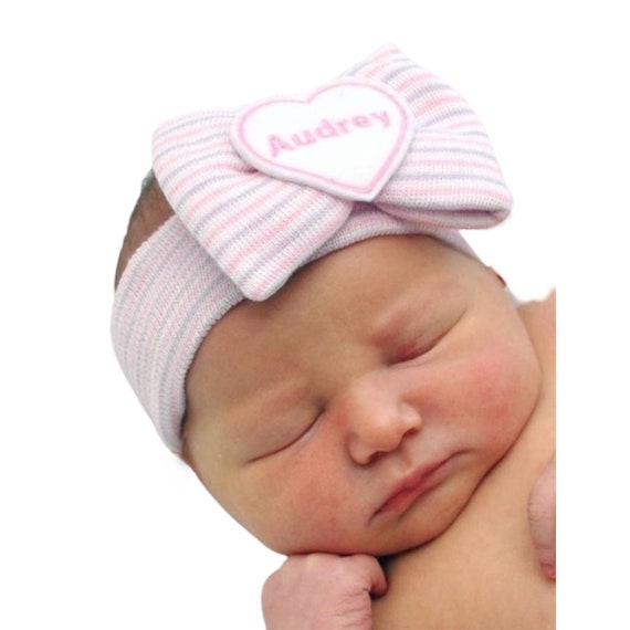 Exclusive Newborn HEADBAND Monogrammed with PERSONALIZED Name! Bow with Name! 1st Keepsake!